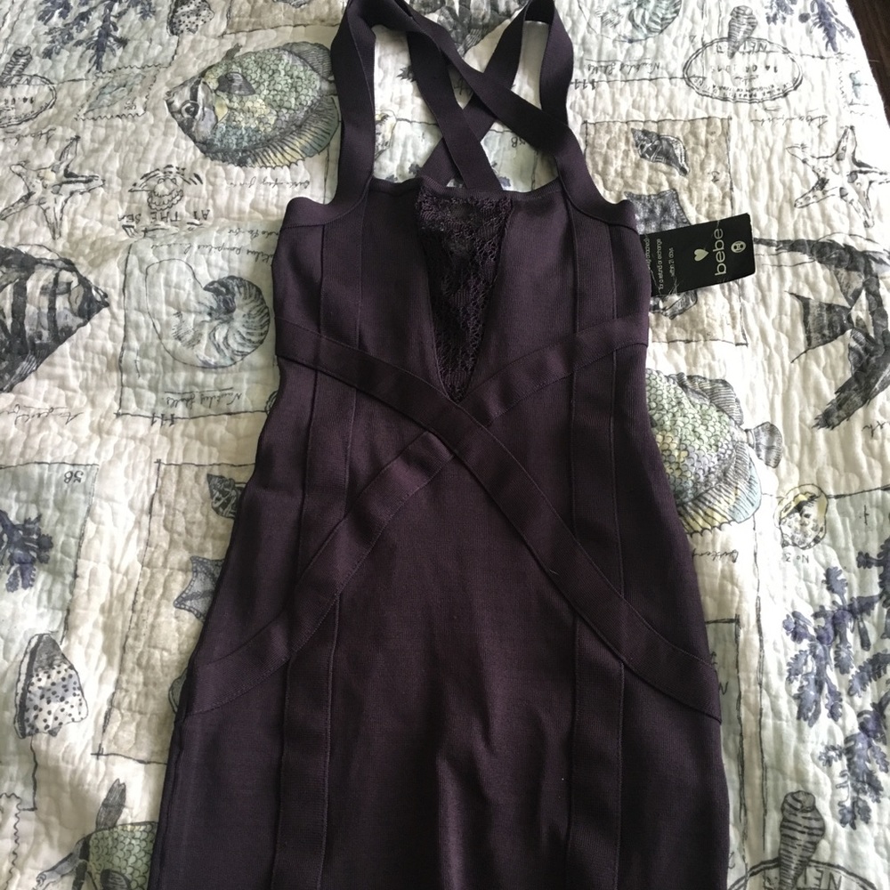 Bebe lace plunge dress xs